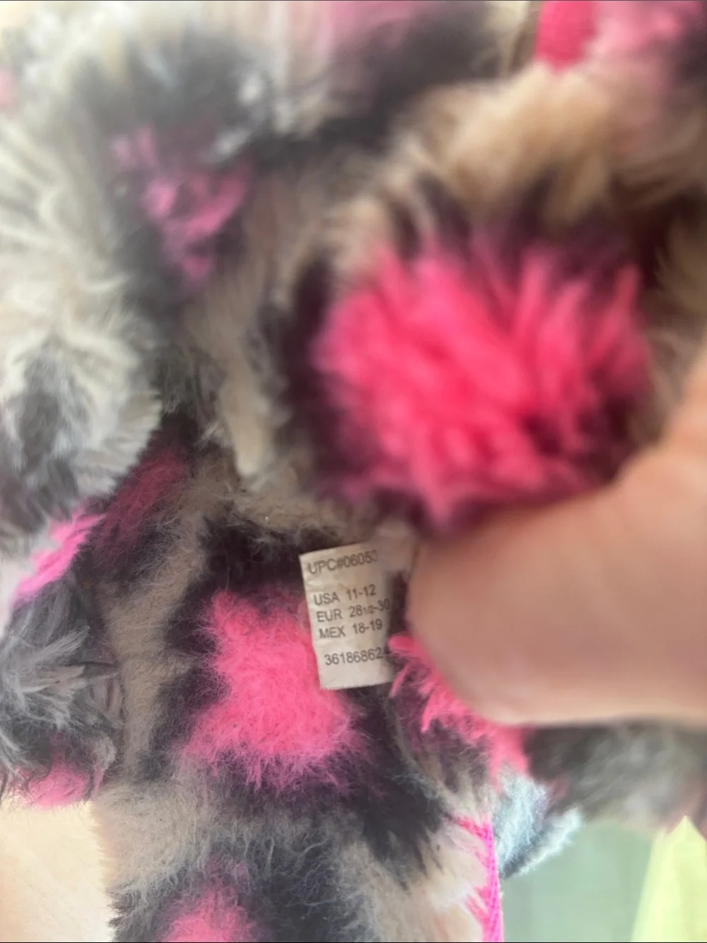 Size11-12Y Kids Faux Fur Leopard Slide Slippers - Pink